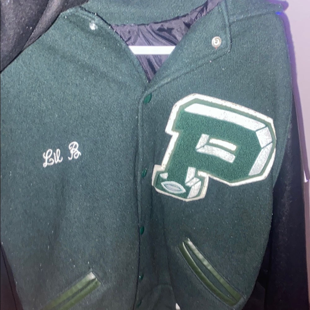 Varsity Green and Black Bomber Jacket(cash only)